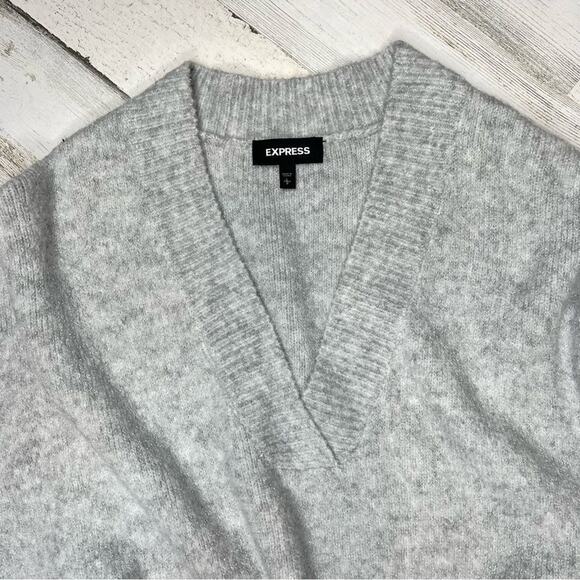 Express Womens Metallic Slouchy V-Neck Pullover Sweater Gray Marled Size L - Picture 4 of 7